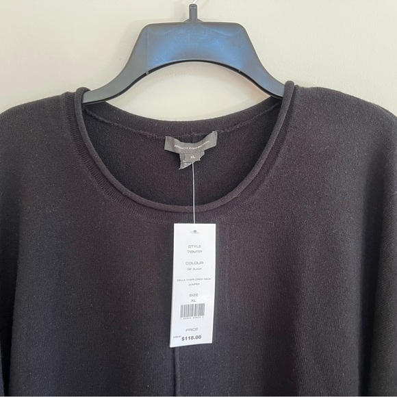 NWT French Connection Della Ribbed Sweater in Black, size XL - Picture 5 of 8